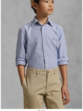 Polo Ralph Lauren Boys XL 18-20 Blue Chambray Button Down Shirt 100% Cotton